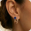 Stylish Electroplated Copper Geometric Double Circle Zircon Gold Hoop Earrings For Women