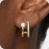 Stylish Electroplated Copper Geometric Double Circle Zircon Gold Hoop Earrings For Women