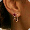 Stylish Electroplated Copper Geometric Double Circle Zircon Gold Hoop Earrings For Women