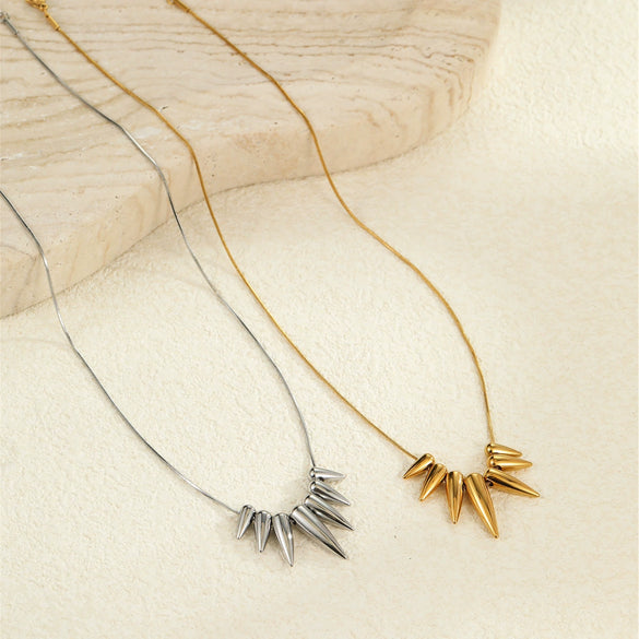 Stylish Geometric Bullet Stainless Steel Necklace With Electroplating For Women