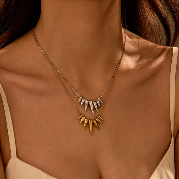Stylish Geometric Bullet Stainless Steel Necklace With Electroplating For Women