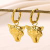 Stylish Ins Style Stainless Steel Cheetah Animal Hugging Circle Removable Earrings Electroplated