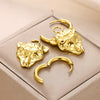 Stylish Ins Style Stainless Steel Cheetah Animal Hugging Circle Removable Earrings Electroplated