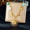 Stylish Minimalist Tropical Fish Star Sunflower Pendant Goldplated Stainless Steel Necklace