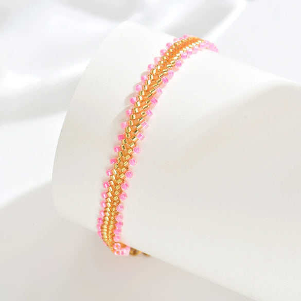 Stylish Simple Glass Glazed Geometric Doll Cartoon Characters Purely Handmade Miyuki Beads Stainless Steel Bracelet For Women And Unisex