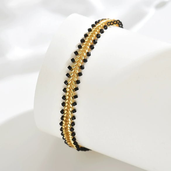 Stylish Simple Glass Glazed Geometric Doll Cartoon Characters Purely Handmade Miyuki Beads Stainless Steel Bracelet For Women And Unisex