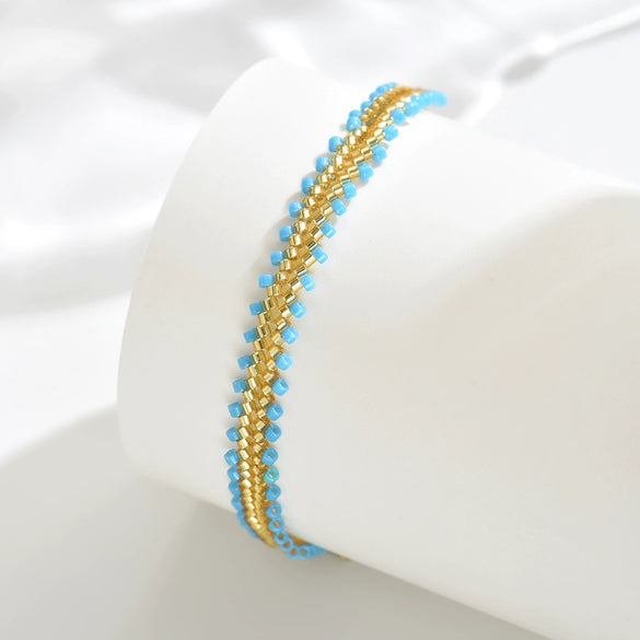 Stylish Simple Glass Glazed Geometric Doll Cartoon Characters Purely Handmade Miyuki Beads Stainless Steel Bracelet For Women And Unisex