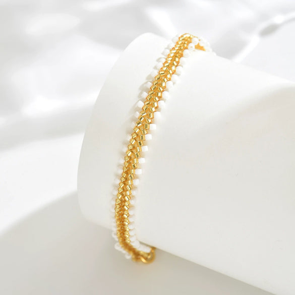 Stylish Simple Glass Glazed Geometric Doll Cartoon Characters Purely Handmade Miyuki Beads Stainless Steel Bracelet For Women And Unisex