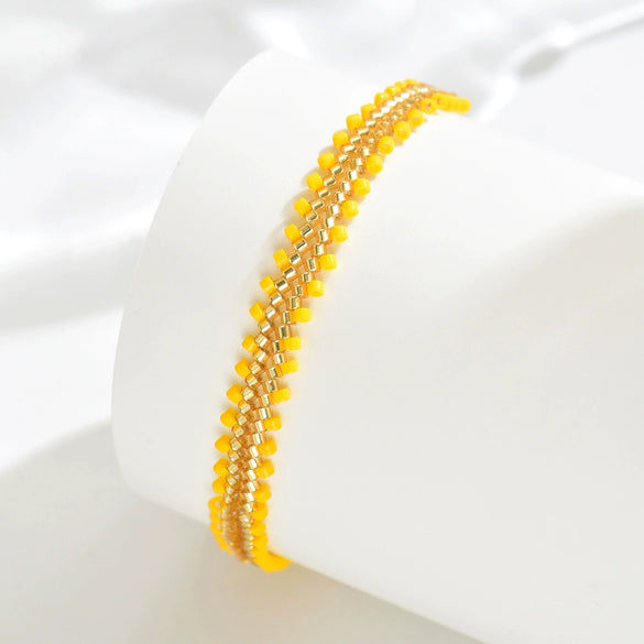 Stylish Simple Glass Glazed Geometric Doll Cartoon Characters Purely Handmade Miyuki Beads Stainless Steel Bracelet For Women And Unisex