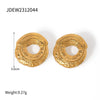 Stylish Stainless Steel Geometric Pattern Hammered Asymmetrical Earrings For Women Jewelry