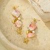 Stylish Stainless Steel 18K Electroplated Women's Starfish Pink Shell Earrings