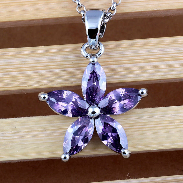 Summer Flower Pendant Copper Inlaid Aaa Zircon Natural Hot Selling Jewelry Platinum Plated
