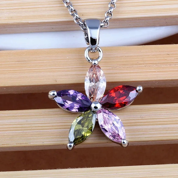 Summer Flower Pendant Copper Inlaid Aaa Zircon Natural Hot Selling Jewelry Platinum Plated