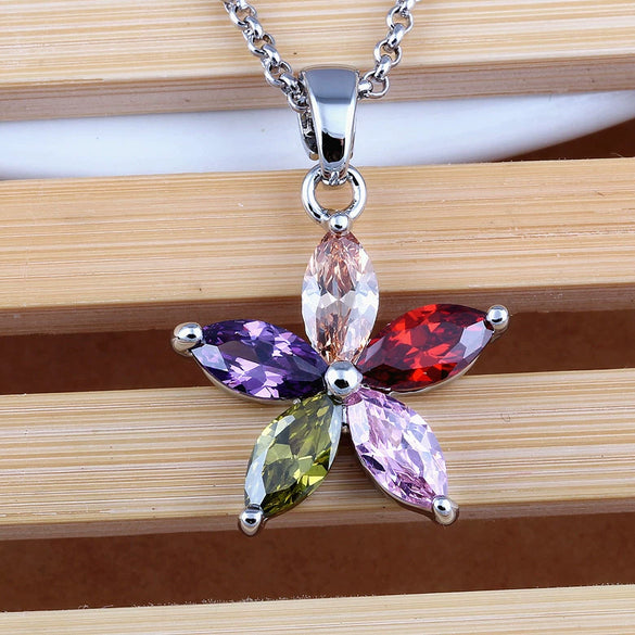Summer Flower Pendant Copper Inlaid Aaa Zircon Natural Hot Selling Jewelry Platinum Plated
