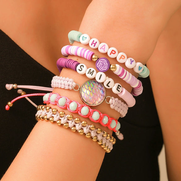 Summer Beach Bracelet Soft Clay Handmade Geometric Design