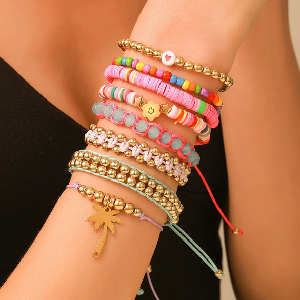 Summer Beach Bracelet Soft Clay Handmade Geometric Design