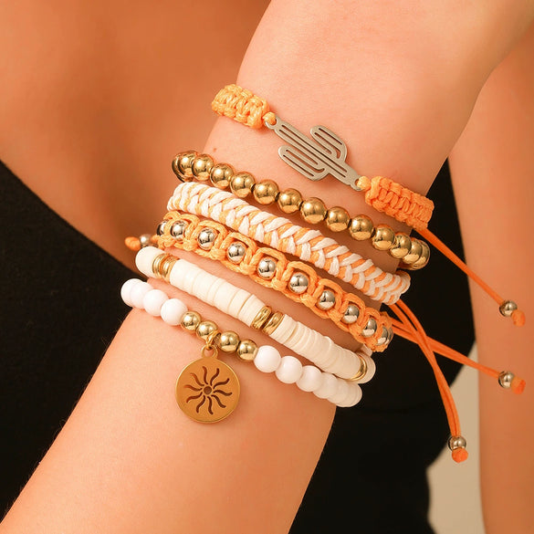 Summer Beach Bracelet Soft Clay Handmade Geometric Design