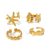 Summer Beach Vacation Starfishshaped Shell Ring Jewelry Stainless Steel Geometric Style 18K Furnace Vacuum Plated Unisex
