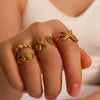 Summer Beach Vacation Starfishshaped Shell Ring Jewelry Stainless Steel Geometric Style 18K Furnace Vacuum Plated Unisex