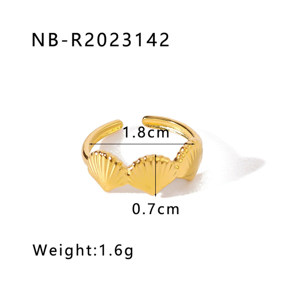 Summer Beach Vacation Starfishshaped Shell Ring Jewelry Stainless Steel Geometric Style 18K Furnace Vacuum Plated Unisex