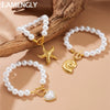 Summer Beach Wind Stainless Steel Necklace With Starfish Pendant And Geometric Design Electroplated For Women