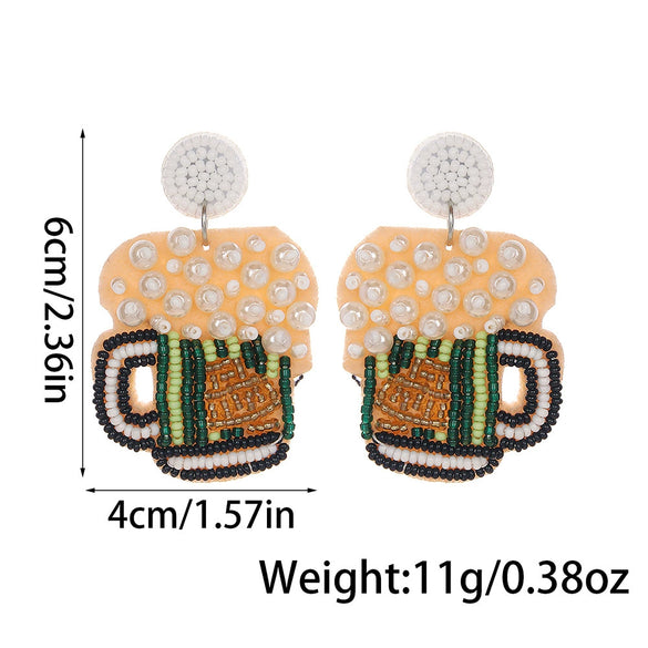 Summer Bohemian Handmade Beaded Earrings With Pearl And Beer Rice Beads