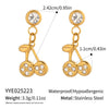 Summer Casual Diamond Cherry Earrings Stainless Steel Accessories Jewelry With Electroplating For Women