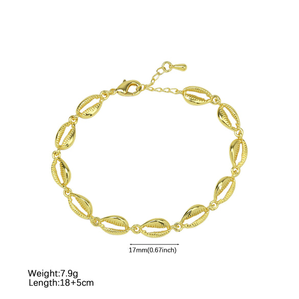 Summer Copper Plated Electroplated Conch Pearl Shell Women's Bracelet