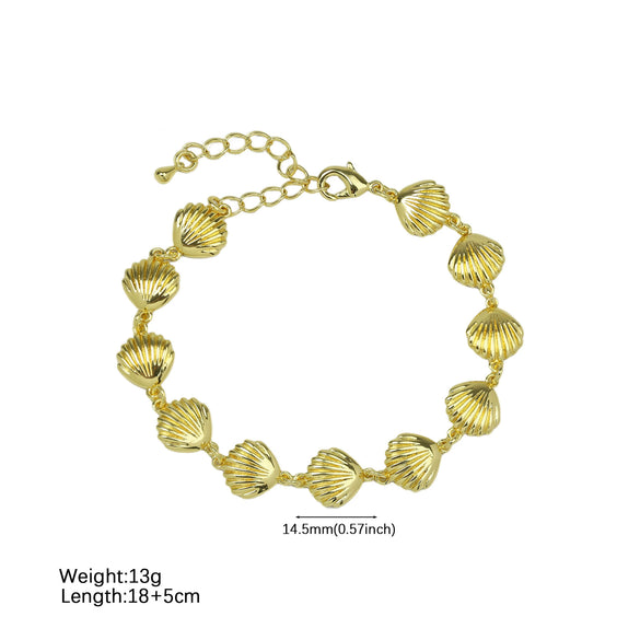 Summer Copper Plated Electroplated Conch Pearl Shell Women's Bracelet