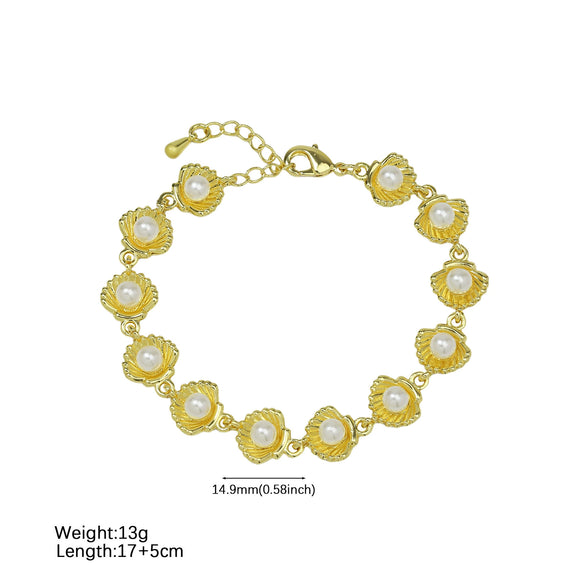 Summer Copper Plated Electroplated Conch Pearl Shell Women's Bracelet