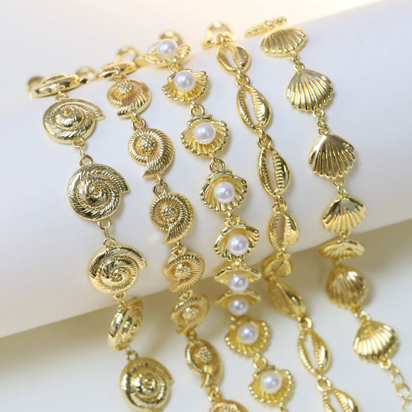 Summer Copper Plated Electroplated Conch Pearl Shell Women's Bracelet