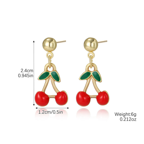 Summer Earrings Zinc Alloy Fruit Cherry Sweet Style For Women
