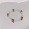 Summer Fresh Crystal Beaded Cherry Handmade Fruit Shaped Women's Bracelet