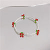Summer Fresh Crystal Beaded Cherry Handmade Fruit Shaped Women's Bracelet