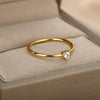 Summer New Light Luxury Heart Shaped Zircon Ring For Women Copper Gold Inlaid