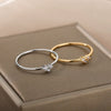 Summer New Light Luxury Heart Shaped Zircon Ring For Women Copper Gold Inlaid