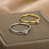 Summer New Light Luxury Heart Shaped Zircon Ring For Women Copper Gold Inlaid