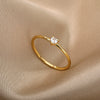 Summer New Light Luxury Heart Shaped Zircon Ring For Women Copper Gold Inlaid
