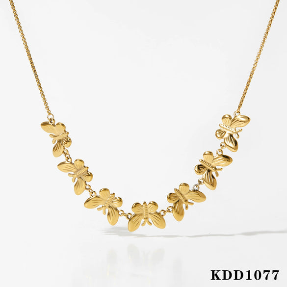 Summer New Stainless Steel Butterfly Dravable Women's High End Fashion All Match Necklace With Electroplating