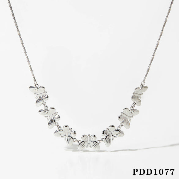 Summer New Stainless Steel Butterfly Dravable Women's High End Fashion All Match Necklace With Electroplating