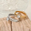Summer New Stainless Steel Cnc Dense Diamond Ring With Geometric Design Electroplated Simple And Fashionable For Women