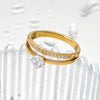 Summer New Stainless Steel Cnc Dense Diamond Ring With Geometric Design Electroplated Simple And Fashionable For Women
