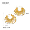 Summer New Stainless Steel Earrings With Diamond For Women Exaggerated Fanshaped Electroplated