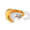 Summer New Star Moon Geometric Ring Titanium Steel Non Fading Electroplated Women's Fashion Ring