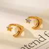 Summer New Star Moon Geometric Ring Titanium Steel Non Fading Electroplated Women's Fashion Ring