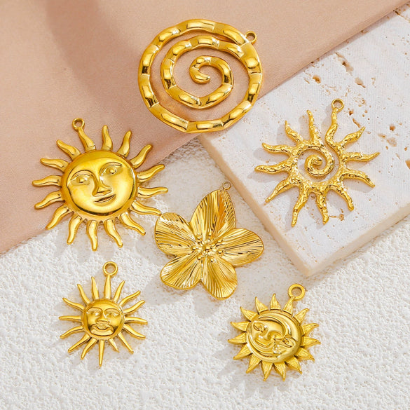 Summer New Sunflower Pendant Stainless Steel Electroplated Jewelry Accessories