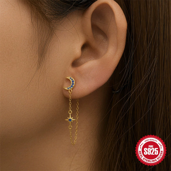 Summer New Women's Girl Style Oil Drop Bowknot S925 Sterling Silver Earrings With Geometric Pattern And Inlaid Zircon