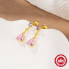 Summer New Women's Girl Style Oil Drop Bowknot S925 Sterling Silver Earrings With Geometric Pattern And Inlaid Zircon