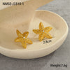 Summer Ocean Resort Style Stainless Steel Earrings With Starfish Texture Inlaid With Zircon Pearl And Star Shape Electroplated Design For Women
