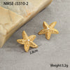 Summer Ocean Resort Style Stainless Steel Earrings With Starfish Texture Inlaid With Zircon Pearl And Star Shape Electroplated Design For Women